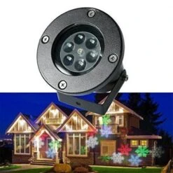 Waterproof Automatically LED Moving Snowflakes Spotlight Lamp Snowflakes LED Projection Christmas Decoration Light- RGB -Christmas Lights Store 123971 746585 F