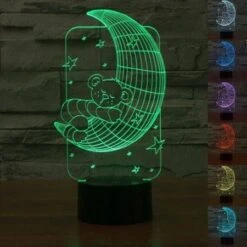 Touch Type Moon Bear 3D Night Lamp Visual Illusion LED Lamp For Kids Toy Christmas Gifts Night Light