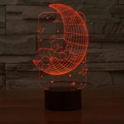 Touch Type Moon Bear 3D Night Lamp Visual Illusion LED Lamp For Kids Toy Christmas Gifts Night Light -Christmas Lights Store 135945 832319 F