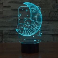 Touch Type Moon Bear 3D Night Lamp Visual Illusion LED Lamp For Kids Toy Christmas Gifts Night Light -Christmas Lights Store 135945 832321 F