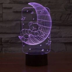 Touch Type Moon Bear 3D Night Lamp Visual Illusion LED Lamp For Kids Toy Christmas Gifts Night Light -Christmas Lights Store 135945 832323 F