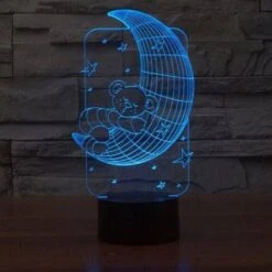 Touch Type Moon Bear 3D Night Lamp Visual Illusion LED Lamp For Kids Toy Christmas Gifts Night Light -Christmas Lights Store 135945 832325 F