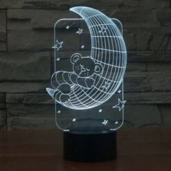 Touch Type Moon Bear 3D Night Lamp Visual Illusion LED Lamp For Kids Toy Christmas Gifts Night Light -Christmas Lights Store 135945 832327 F
