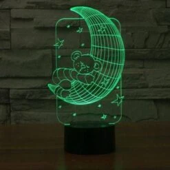 Touch Type Moon Bear 3D Night Lamp Visual Illusion LED Lamp For Kids Toy Christmas Gifts Night Light -Christmas Lights Store 135945 832329 F