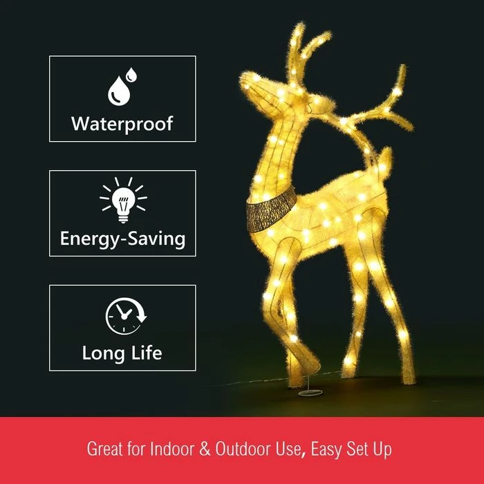 3D Christmas Reindeer Light 10M LED Rope Fairy Xmas Decor Figure - Warm White 4 3D Christmas Reindeer Light 10M LED Rope Fairy Xmas Decor Figure - Warm White - Image 4