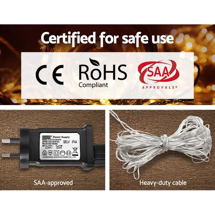 Christmas 600 LED Curtain Lights - Warm Yellow 2 Christmas 600 LED Curtain Lights - Warm Yellow - Image 2