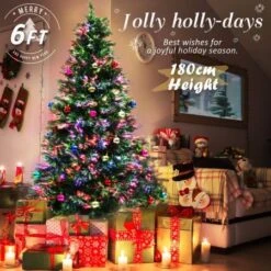 Fibre Optic LED Xmas Christmas Tree 6Ft 300 Branches + Bauble Balls -Christmas Lights Store 154197 2009713 F