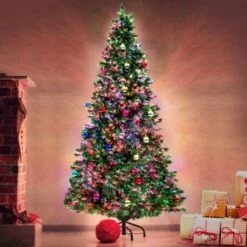 Fibre Optic LED Xmas Christmas Tree 7Ft 450 Branches + Bauble Balls 23 Fibre Optic LED Xmas Christmas Tree 7Ft 450 Branches + Bauble Balls -Christmas Lights Store 154203 2009767 F