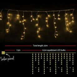 Jingle Jollys 500 LED Solar Powered Christmas Icicle Lights 20M Outdoor Fairy String Party Warm White 10 Jingle Jollys 500 LED Solar Powered Christmas Icicle Lights 20M Outdoor Fairy String Party Warm White -Christmas Lights Store 160995 2257739 F