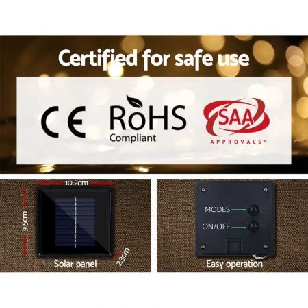 Jingle Jollys 500 LED Solar Powered Christmas Icicle Lights 20M Outdoor Fairy String Party Warm White 7 Jingle Jollys 500 LED Solar Powered Christmas Icicle Lights 20M Outdoor Fairy String Party Warm White - Image 7