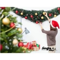 Jingle Jollys Christmas Garland 1.8M Xmas Tree Decoration Green