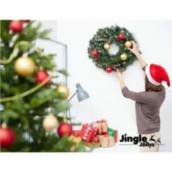 Jingle Jollys Christmas Wreath 60cm Xmas Tree Decoration Green -Christmas Lights Store 168397 1361085 F