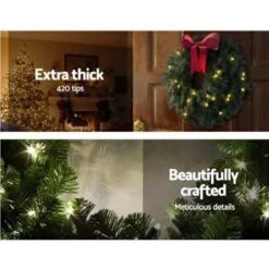 Jingle Jollys Christmas Wreath 60cm Xmas Tree Decoration Green -Christmas Lights Store 168397 1361087 F
