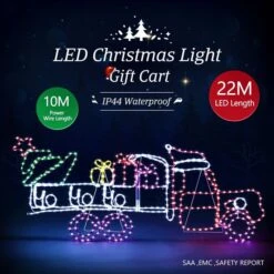 New Christmas Lights Gifts Cart Motif 22M LED Rope Xmas Decoration Outdoor Home Display