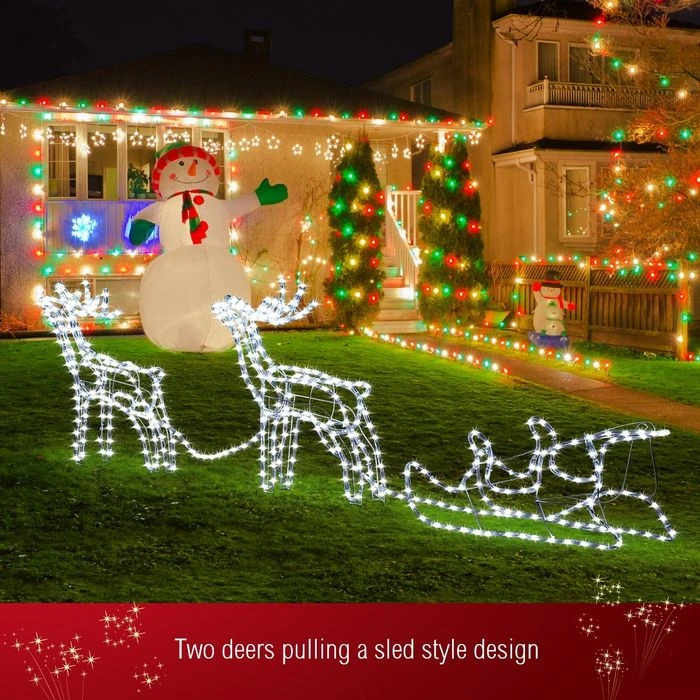 New 3D Reindeer Sleigh Motif Christmas Lights 22M LED Rope Xmas Decoration Outdoor Home Display 7 New 3D Reindeer Sleigh Motif Christmas Lights 22M LED Rope Xmas Decoration Outdoor Home Display - Image 7