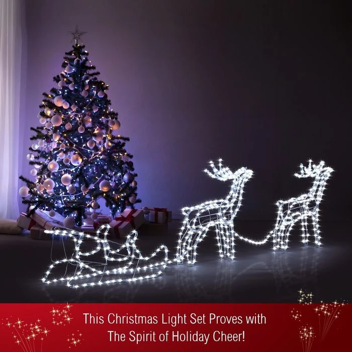 New 3D Reindeer Sleigh Motif Christmas Lights 22M LED Rope Xmas Decoration Outdoor Home Display 6 New 3D Reindeer Sleigh Motif Christmas Lights 22M LED Rope Xmas Decoration Outdoor Home Display - Image 6