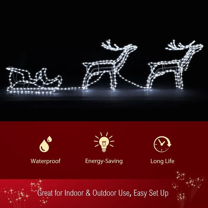 New 3D Reindeer Sleigh Motif Christmas Lights 22M LED Rope Xmas Decoration Outdoor Home Display 5 New 3D Reindeer Sleigh Motif Christmas Lights 22M LED Rope Xmas Decoration Outdoor Home Display - Image 5