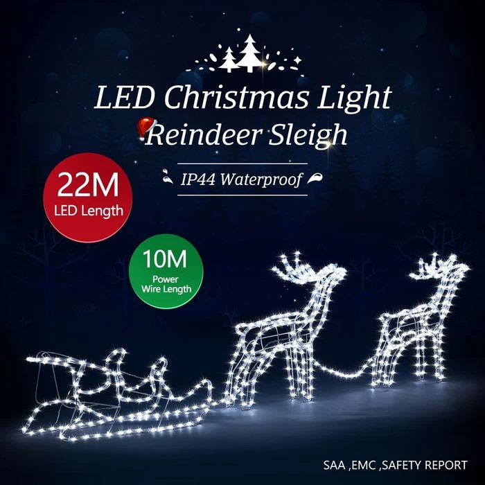New 3D Reindeer Sleigh Motif Christmas Lights 22M LED Rope Xmas Decoration Outdoor Home Display 1 New 3D Reindeer Sleigh Motif Christmas Lights 22M LED Rope Xmas Decoration Outdoor Home Display