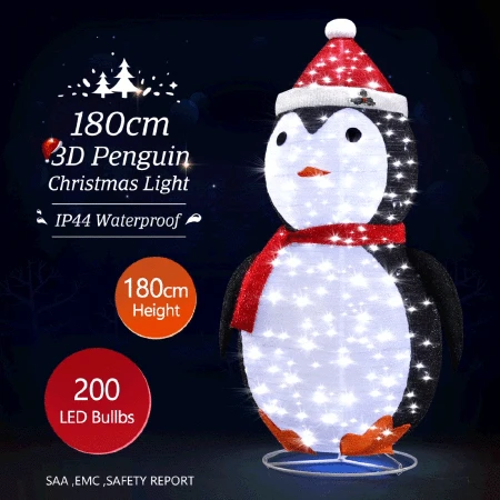 New 3D Penguin Christmas Lights 200 LED Rope Xmas Decoration Outdoor Home Display - 180cm 1 New 3D Penguin Christmas Lights 200 LED Rope Xmas Decoration Outdoor Home Display - 180cm