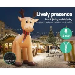 Jingle Jollys 5M Christmas Inflatable Reindeer Giant Deer Air-Power Light Inside -Christmas Lights Store 186277 2251171 F