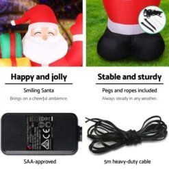Jingle Jollys 2.4M Christmas Inflatables Santa Xmas Light Decor LED Airpower -Christmas Lights Store 186303 2251185 F