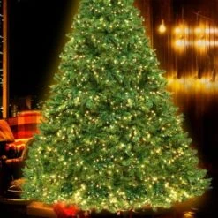 Jingle Jollys Christmas Tree 2.4M With 1488 LED Lights Warm White Green -Christmas Lights Store 187819 1400021 F