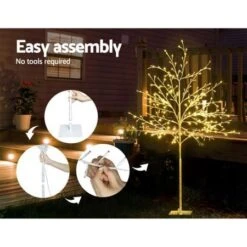 Jingle Jollys 1.5M LED Christmas Branch Tree 304 LED Xmas Warm White Optic Fiber -Christmas Lights Store 188001 1401297 F