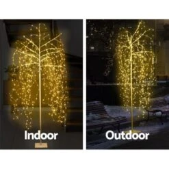 Jingle Jollys 2.1M LED Christmas Willow Tree 600 LED Xmas Warm White Optic Fiber -Christmas Lights Store 188009 1401347 F