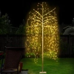 Jingle Jollys 2.1M LED Christmas Willow Tree 600 LED Xmas Warm White Optic Fiber -Christmas Lights Store 188009 1401355 F