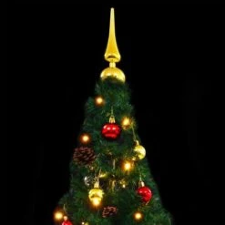 Faux Christmas Tree Decorated With Baubles And LEDs 150cm Green 10 Faux Christmas Tree Decorated With Baubles And LEDs 150cm Green -Christmas Lights Store 195275 1480733 F
