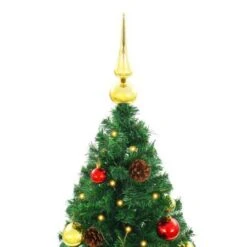 Faux Christmas Tree Decorated With Baubles And LEDs 150cm Green 14 Faux Christmas Tree Decorated With Baubles And LEDs 150cm Green -Christmas Lights Store 195275 1480741 F