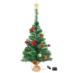 Faux Christmas Tree Decorated With Baubles And LEDs 64cm Green -Christmas Lights Store 195285 1480803 F