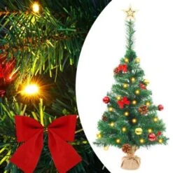 Faux Christmas Tree Decorated With Baubles And LEDs 64cm Green -Christmas Lights Store 195285 1480805 F