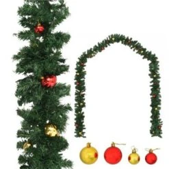 Christmas Garland Decorated With Baubles 20 M
