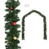 Christmas Garlands 4 Pcs With Baubles Green 270 Cm PVC