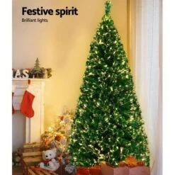 Jingle Jollys Christmas Tree 1.8M 6FT LED Xmas Fibre Optic Multi Warm White -Christmas Lights Store 218391 2086145 F