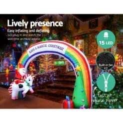 Jingle Jollys Inflatable Christmas Rainbow Archway Santa 3M Outdoor Decorations -Christmas Lights Store 218577 1704245 F
