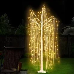 Jingle Jollys 1.8M LED Christmas Tree Willow Xmas Fibre Optic Warm White Lights -Christmas Lights Store 218653 1704789 F