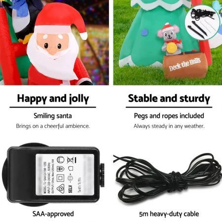 Jingle Jollys Inflatable Christmas Tree Santa 1.8M Decorations Outdoor LED Light 3 Jingle Jollys Inflatable Christmas Tree Santa 1.8M Decorations Outdoor LED Light - Image 3