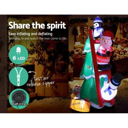 Jingle Jollys Inflatable Christmas Tree Santa 1.8M Decorations Outdoor LED Light 2 Jingle Jollys Inflatable Christmas Tree Santa 1.8M Decorations Outdoor LED Light - Image 2