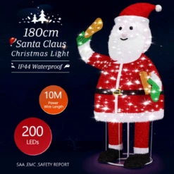 180CM 3D Christmas Santa Claus LED Light Decorations Indoor Outdoor