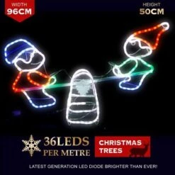Stockholm Christmas Lights LED Rope Elf See-Saw Outdoor Garden Xmas Decoration 96 X 50CM -Christmas Lights Store 225681 1765595 F