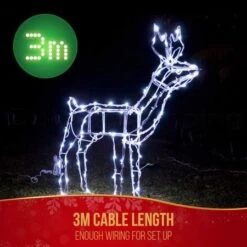 Stockholm Christmas Lights 100 LEDs Solar Standing Reindeer Outdoor Garden Xmas 84CM Tall -Christmas Lights Store 225703 2383649 F