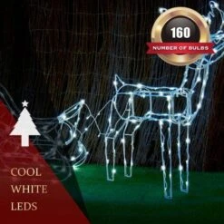 Stockholm Christmas Lights 160 LEDs Solar Sleigh Reindeer Fairy Outdoor Garden Xmas 145CM -Christmas Lights Store 225709 2383703 F