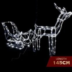 Stockholm Christmas Lights 160 LEDs Solar Sleigh Reindeer Fairy Outdoor Garden Xmas 145CM -Christmas Lights Store 225709 2383705 F
