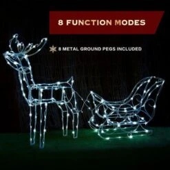Stockholm Christmas Lights 160 LEDs Solar Sleigh Reindeer Fairy Outdoor Garden Xmas 145CM -Christmas Lights Store 225709 2383715 F