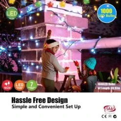 Stockholm Christmas String Lights 1000 LEDs Cool White Flashing Outdoor Garden Xmas 69.9M -Christmas Lights Store 225725 2383831 F