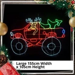 Stockholm Christmas Lights LED Rope 4Wd Reindeer Motif Outdoor Garden Xmas Decoration 155CM -Christmas Lights Store 225749 2383979 F