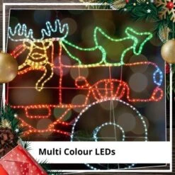 Stockholm Christmas Lights LED Rope 4Wd Reindeer Motif Outdoor Garden Xmas Decoration 155CM -Christmas Lights Store 225749 2383981 F