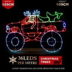 Stockholm Christmas Lights LED Rope 4Wd Reindeer Motif Outdoor Garden Xmas Decoration 155CM -Christmas Lights Store 225749 2383983 F